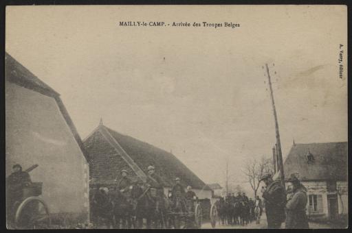 Arrivée des troupes belges à Mailly-le-Camp (Aube).